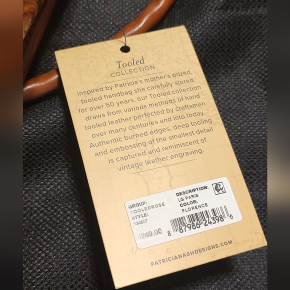 NWT  Patricia Nash Paris Large Satchel - *RARE* Tooled Rose -Color Florence - Picture 12 of 14